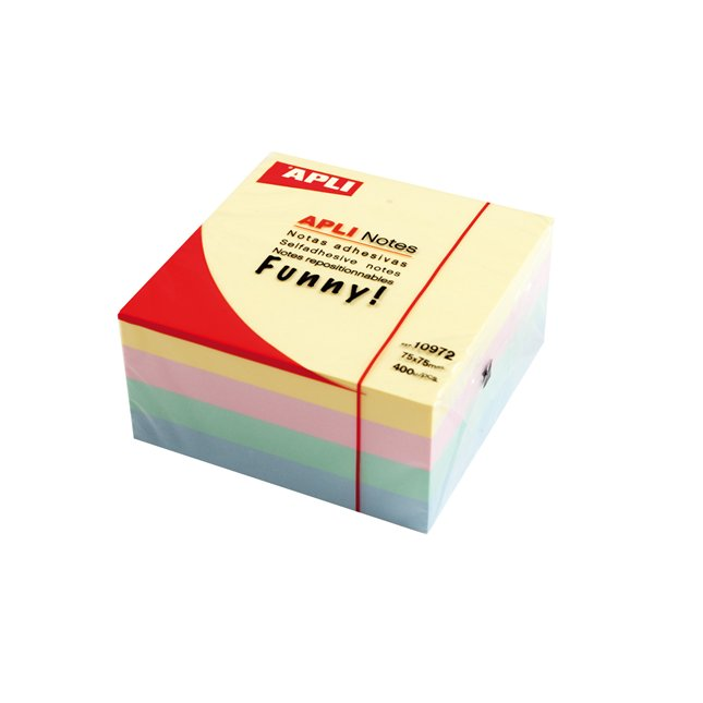 Apli 75x75mm öntapadó jegyzettömb (400db) - Vegyes színek (10972)