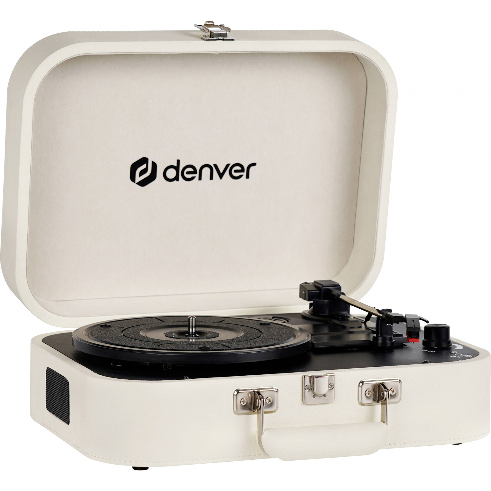 Denver VPL-130 USB Bakelit Vinyl lemezjátszó hordozható kofferben - Krém (VPL-130)