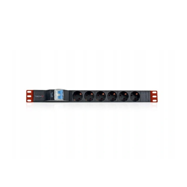Techly I-CASE STRIP-61UD strømforsyningsenhed (PDU) 6 AC stikkontakt(er) 1U Sort, Rød