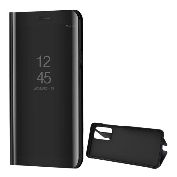 Tok álló (aktív FLIP, oldalra nyíló, asztali tartó funkció, tükrös felület, Mirror View Case) FEKETE [Samsung Galaxy A52s 5G (SM-A528)] (5996591037004)