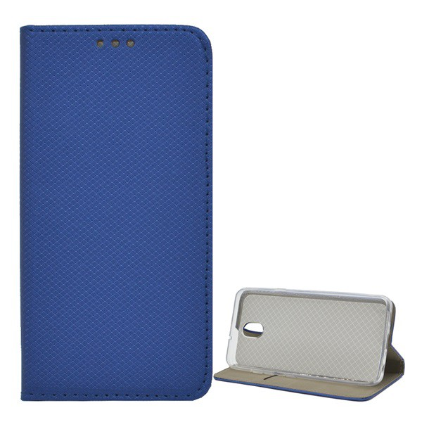 Tok álló, bőr hatású (FLIP, oldalra nyíló, asztali tartó funkció, rombusz minta) SÖTÉTKÉK [LG K30 2019 (LMX320)] (5996457924165)