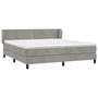 Pat box spring cu saltea, gri deschis, 180x200 cm, catifea