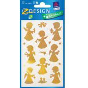 Ablakmatrica, 2 ív, 76x120 mm, AVERY ZWECKFORM, "Z-Design No.52393", arany angyalkák (217136)