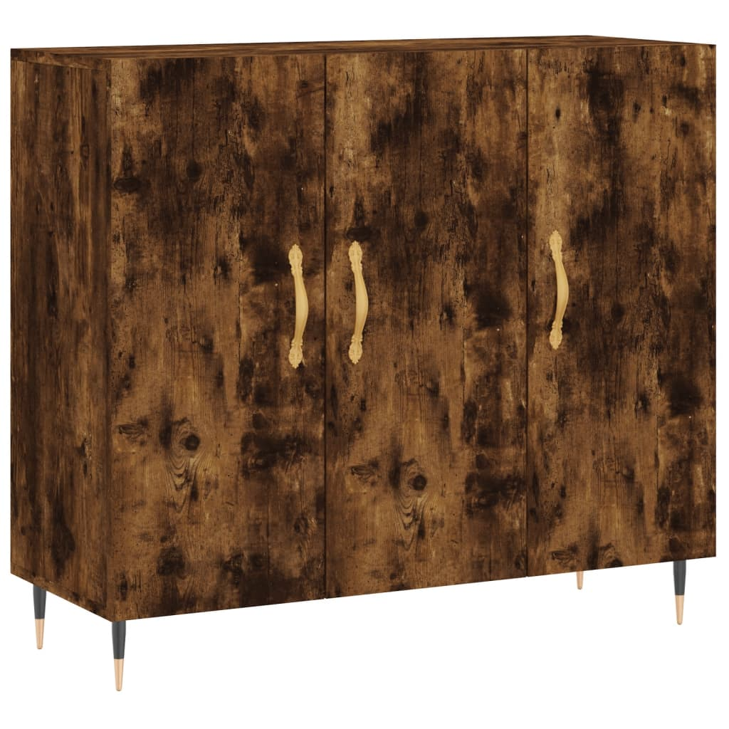 füstös tölgy színű szerelt fa tálalószekrény 90 x 34 x 80 cm (828089)