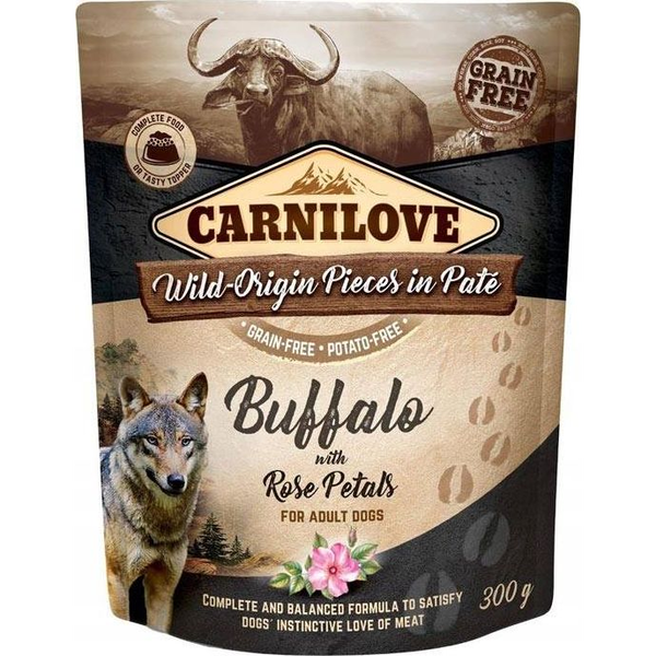 Carnilove Dog tasakos Paté Buffalo with Rose Petals - Bivaly rózsaszirommal 300g HU