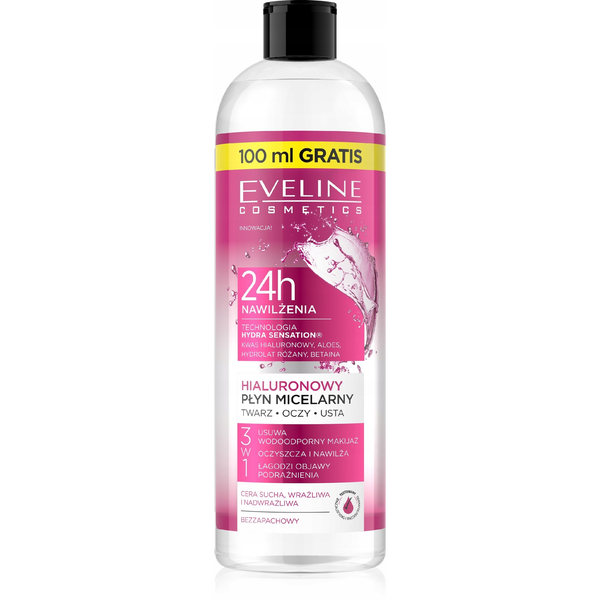 EVELINE Hydra Sensation Hialuronowy płyn micelarny nawilżający 3w1 500 ml