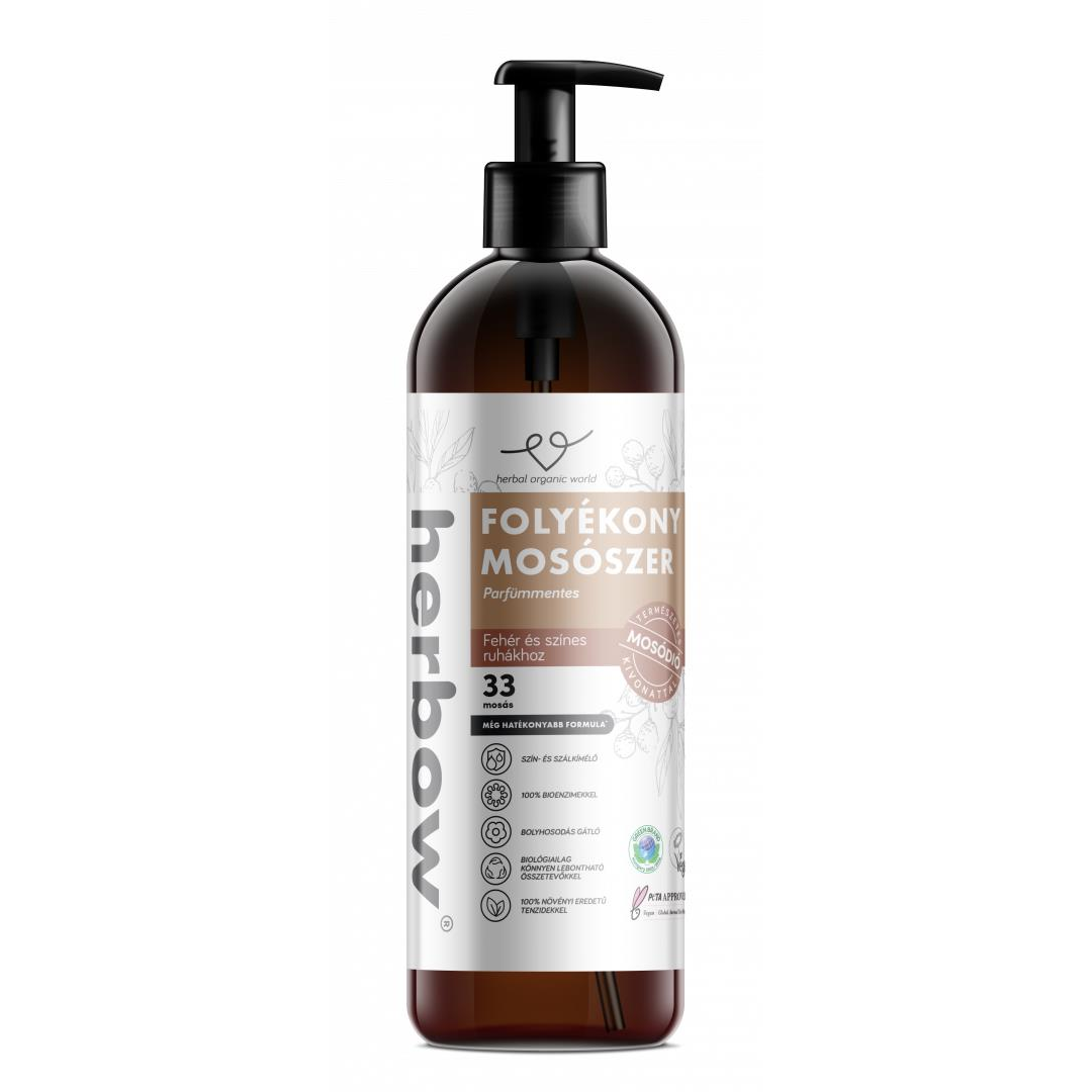 Herbow Pure Nature folyékony mosószer színes ruhákhoz, natúr illat 1 l (33 mosás) (5999567516084)