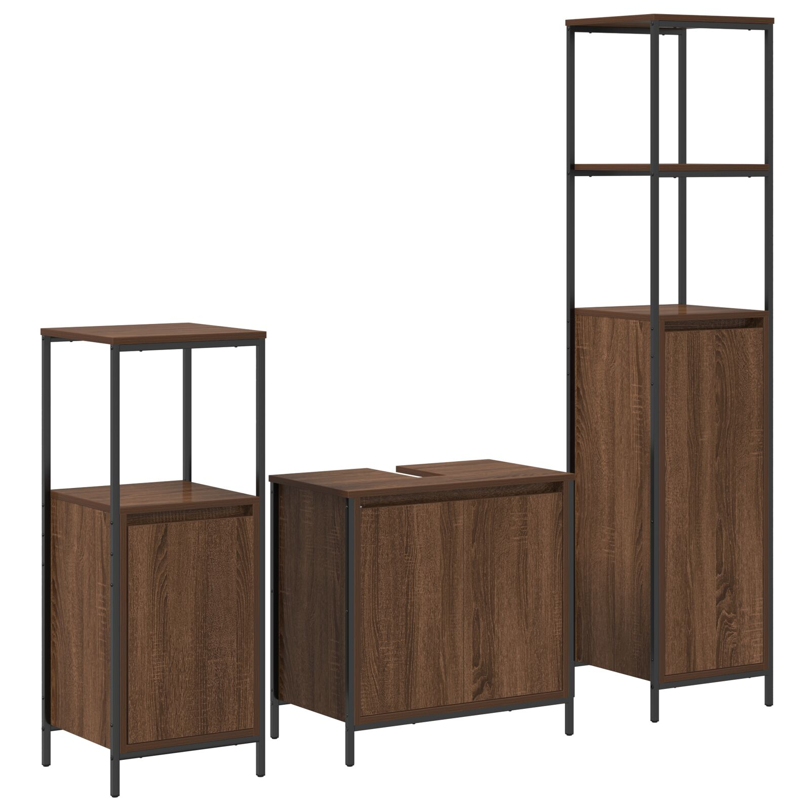 3 részes fürdőszoba bútorszett barna tölgyből (3328398)