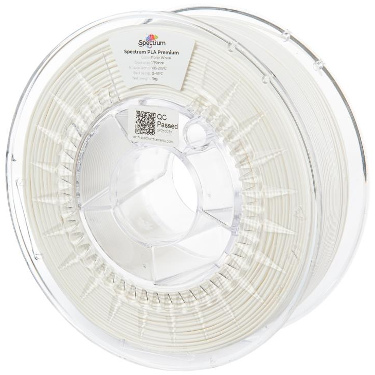 Spectrum 3D nyomtatószál, Premium PLA, 1,75 mm, Polar White, 1 kg (80012)