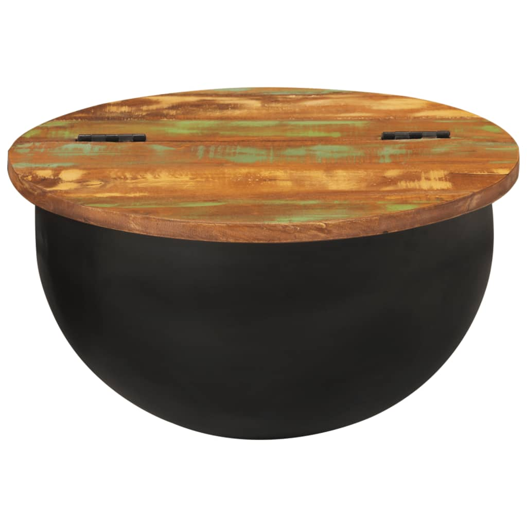 fekete tömör újrahasznosított fa dohányzóasztal 50 x 27 cm (351755)