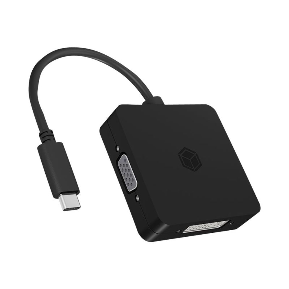 ICY BOX IB-DK1104-C 0,15 M USB C-típus DVI + VGA + DisplayPort + HDMI Fekete (IB-DK1104-C)