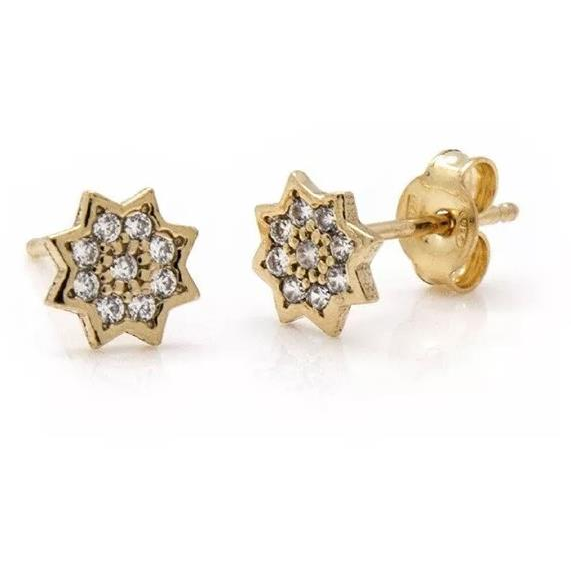 VICTORIA CRUZ Kids aranyozott csillag fülbevaló fehér kristállyal (Ag 925/1000, 0,889 g) (8435672418686)