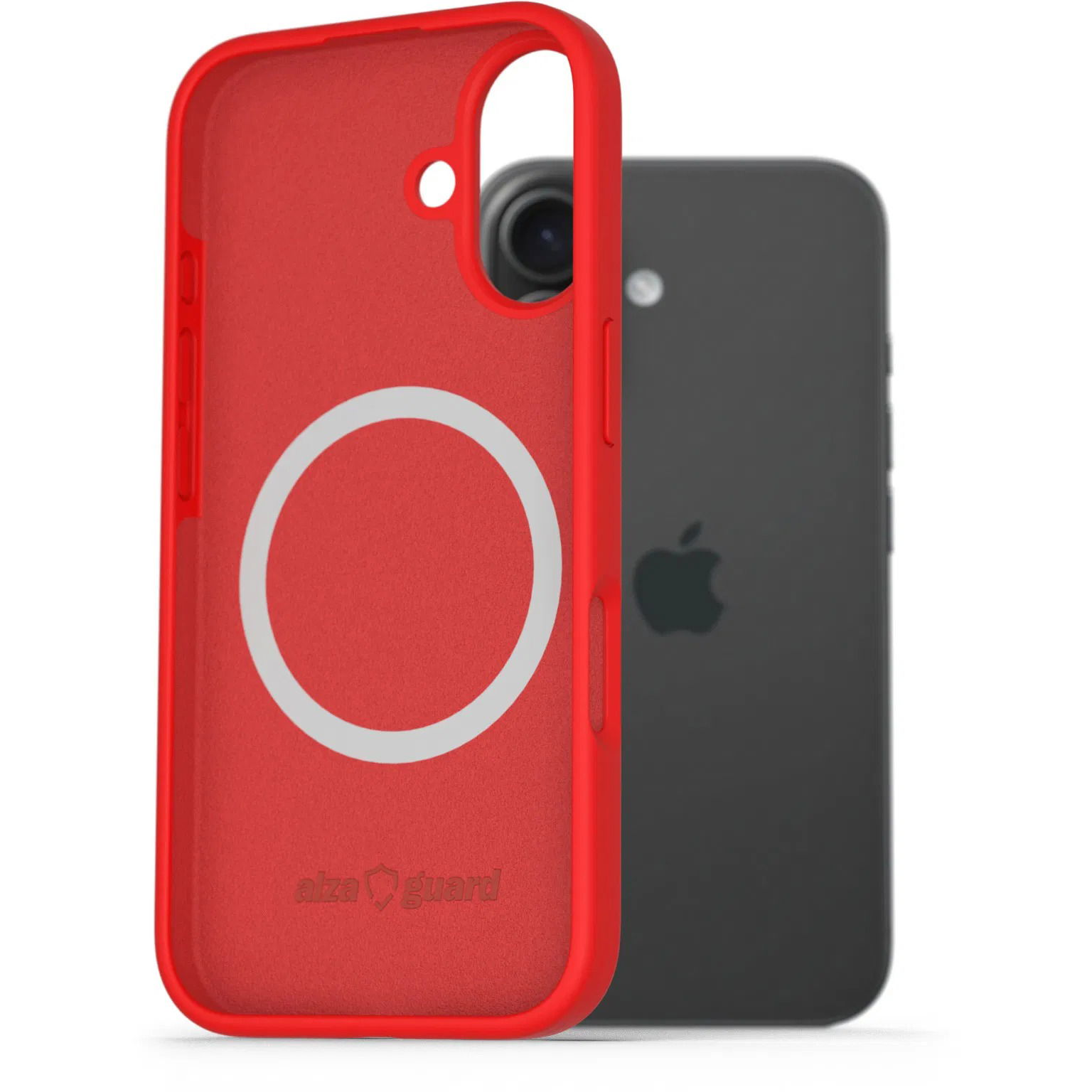 AlzaGuard Silicone Case Compatible with Magsafe iPhone 16e piros tok (AGD-PCMS27R)