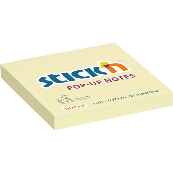 Stick`N 76x76 mm 100 lap sárga öntapadó Z-hajtott jegyzettömb (21395)
