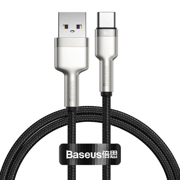 Cablu de date si incarcare, Baseus, USB-C, 66 W, 1 m, Negru