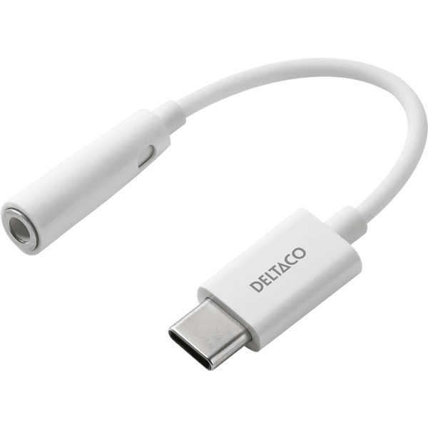 Deltaco USB-C apa - 3.5mm Jack anya Átalakító Adapter - Fehér