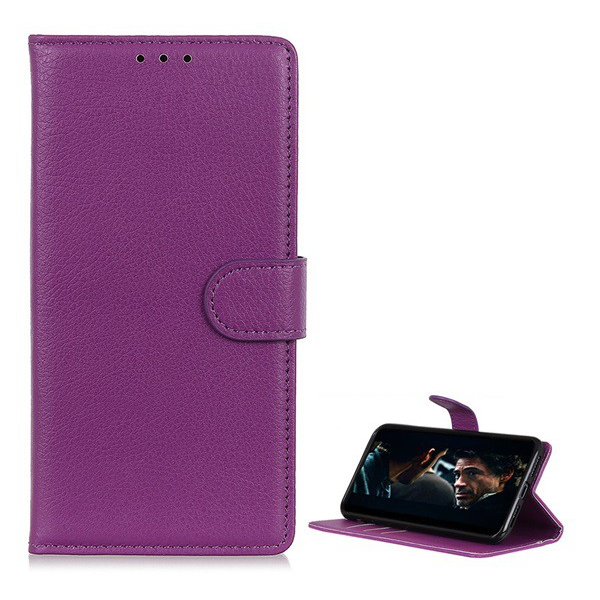 Tok álló, bőr hatású (FLIP, oldalra nyíló, asztali tartó funkció, prémium) LILA [Samsung Galaxy A20s (SM-A207F)] (5996457923960)