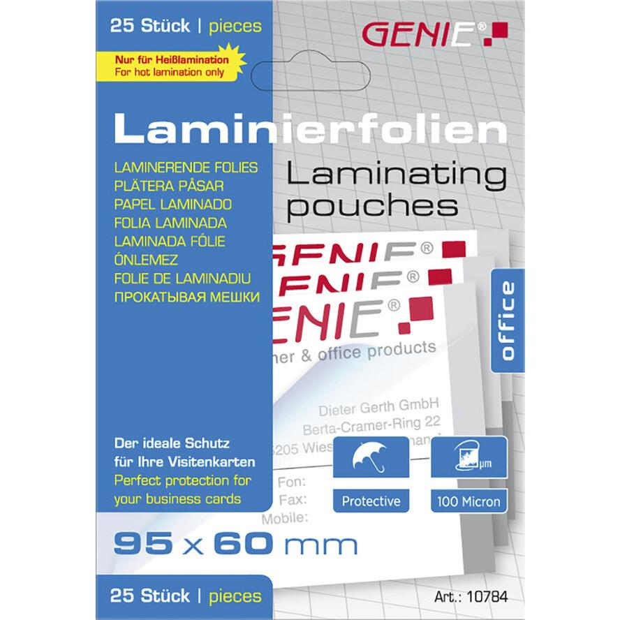 Genie 100 mikron lamináló fólia (25 db/csomag) (10784)