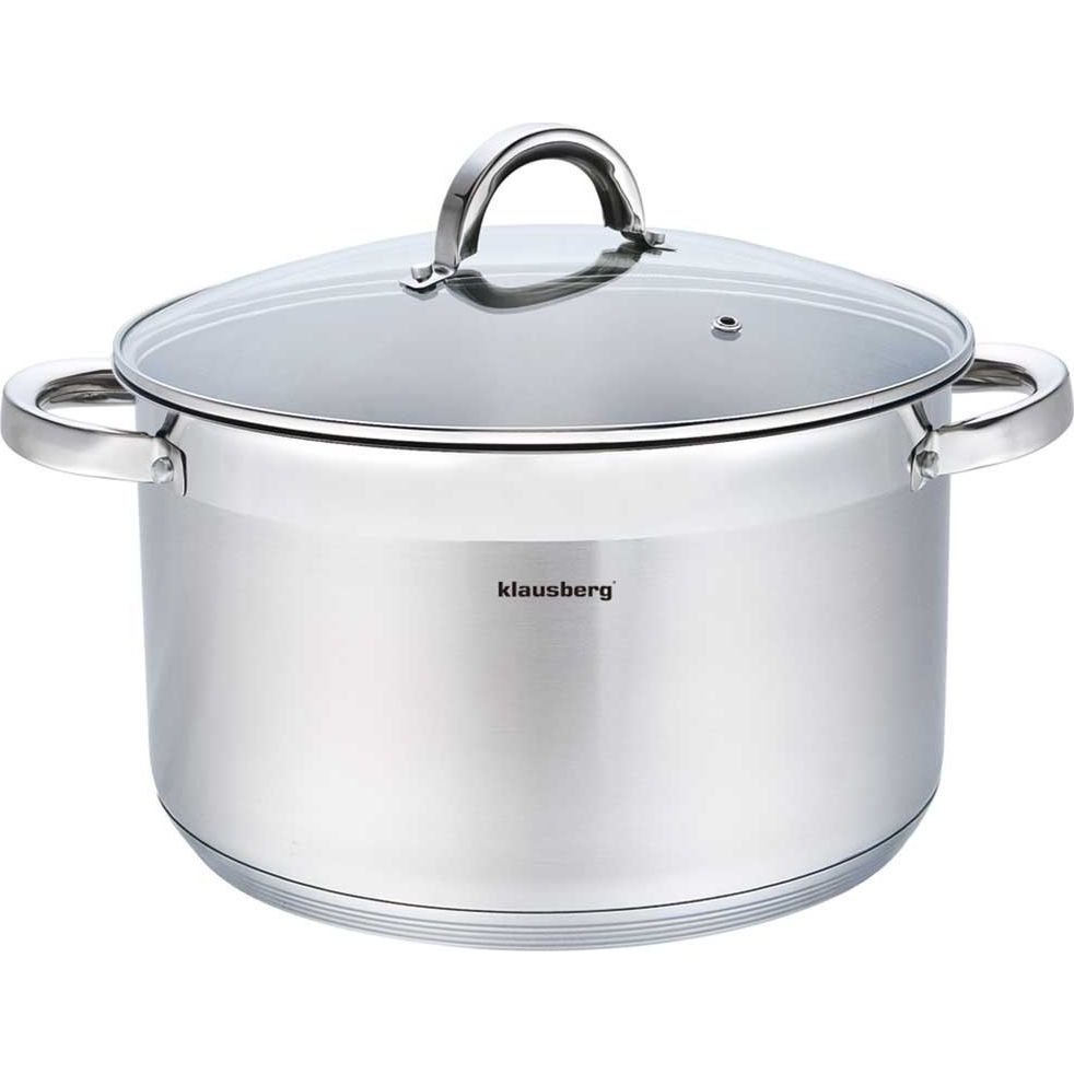Klausberg Premium Fazék 11.5L, Ø30 cm- Rozsdamentes Acél, Edzett Üveg Fedő KB-7129 (KB-7129)