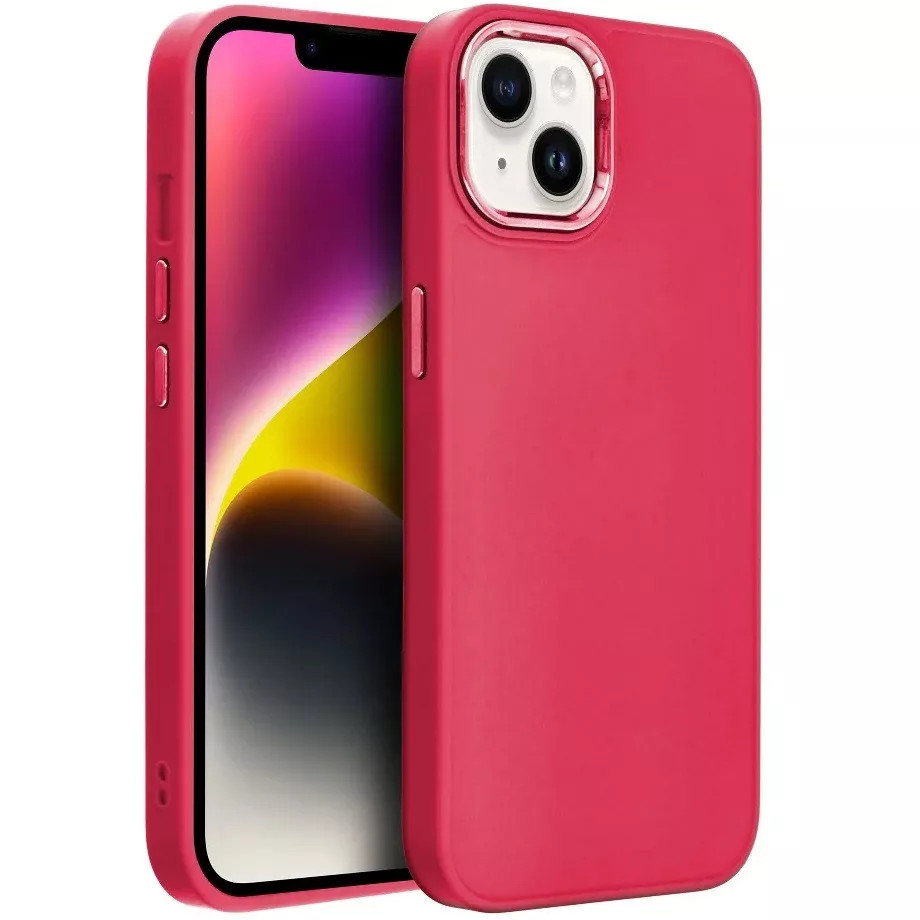 Realme C55, Szilikon tok, közepesen ütésálló, fémhatású kamera keret, Frame Case, magenta (TS3338)