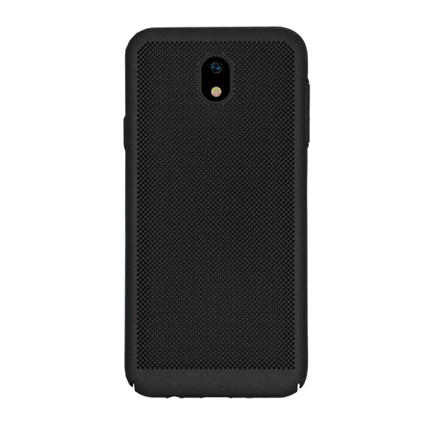 Műanyag telefonvédő (gumírozott, lyukacsos minta) FEKETE [Samsung Galaxy J5 (2017) SM-J530 EU] (5996457726080)