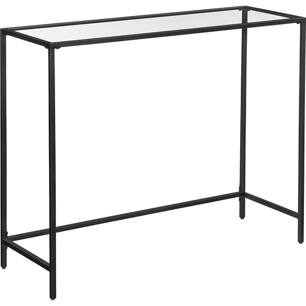 Konzolasztal edzett üveg, lerakóasztal állítható lábakkal, 100x35x80 cm, fekete