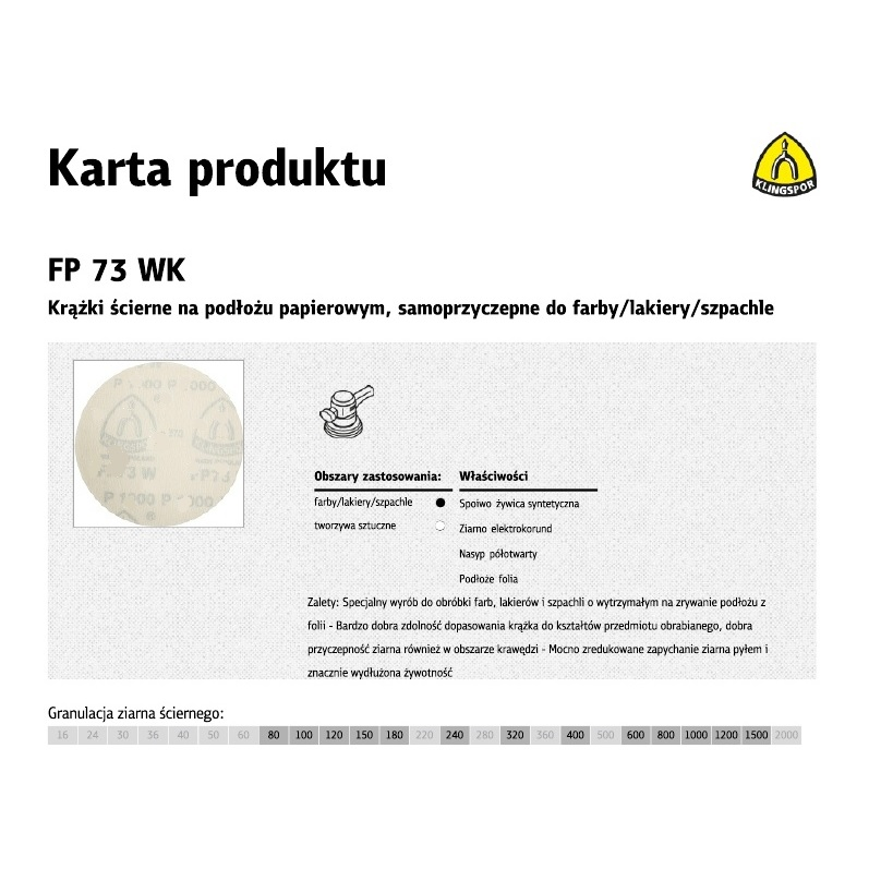 Csiszolópapír korong tépőzáras fólia 125 mm P180 (321942)