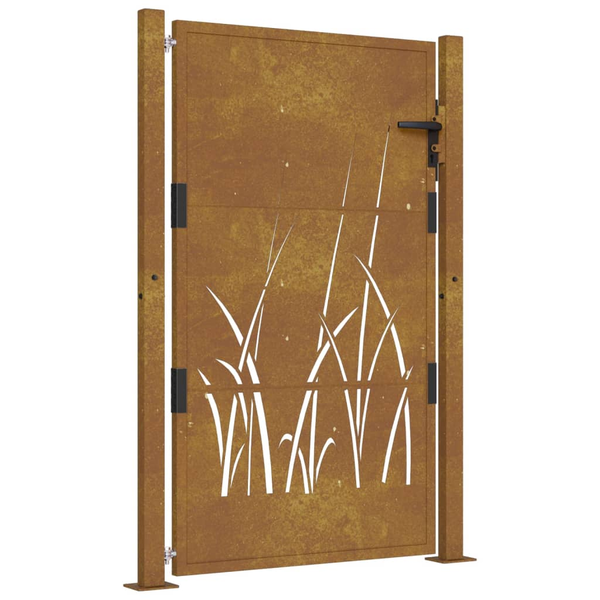 fűmintás corten acél kerti kapu 105 x 130 cm