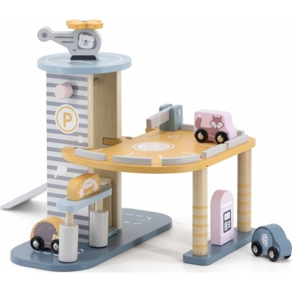 Дървен гараж - Viga Toys - С 4 превозни средства от серията PolarB — 44029