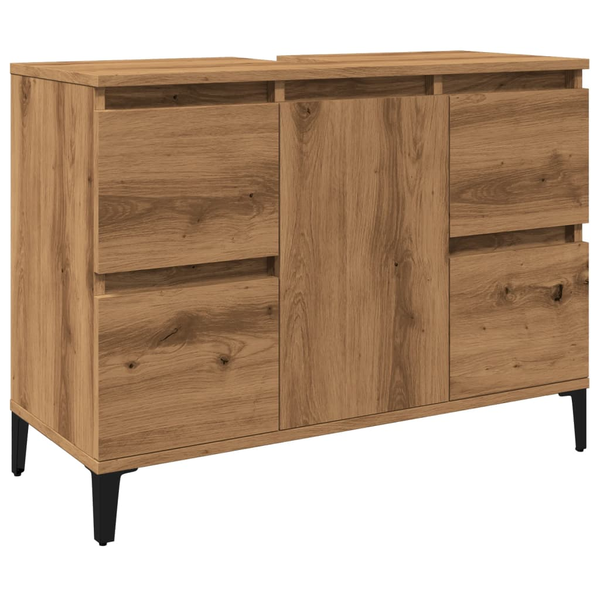 kézműves tölgy színű szerelt fa mosdószekrény 80 x 33 x 60 cm