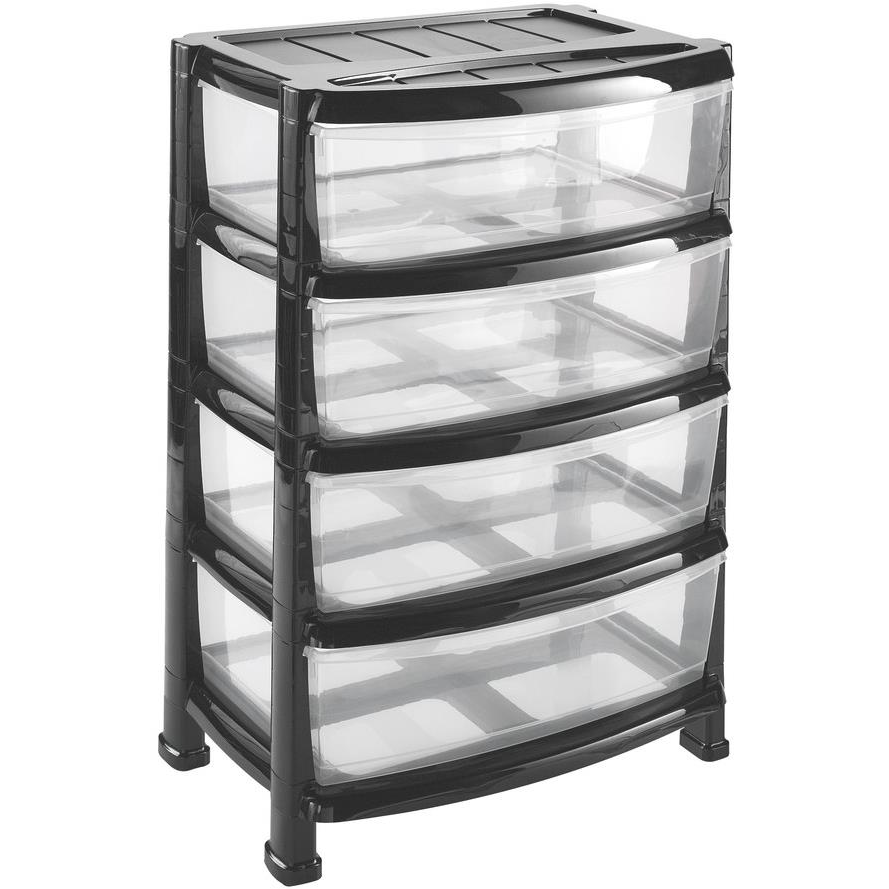 HEIDRUN fiókokkal 55×40×78 cm fekete, műanyag (HDR1526)