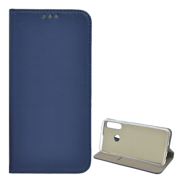 Tok álló, bőr hatású (FLIP, oldalra nyíló, asztali tartó funkció) SÖTÉTKÉK [Huawei Y6p] (5996457981786)