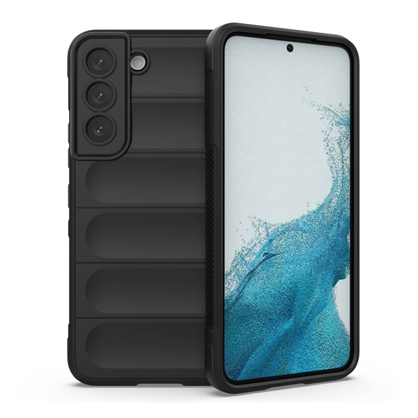 Szilikon telefonvédő (ütésállóság, kameravédő, 3D) FEKETE Samsung Galaxy S22 (SM-S901) "Gigapack csomagolás" (GP-134243)