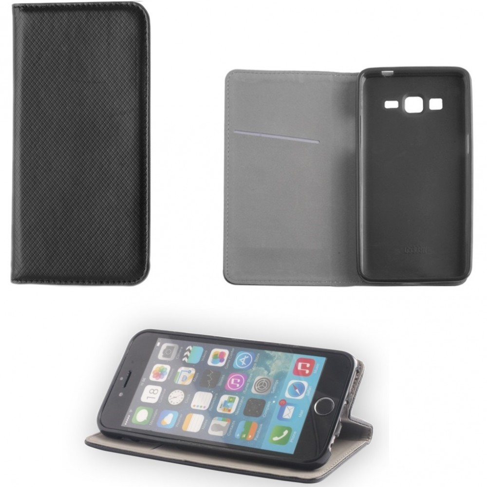 Motorola Moto G8 Plus, Oldalra nyíló tok, stand, Smart Magnet, fekete (88676)