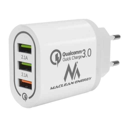 Incarcator QC 3.0 cu USB x 3, MCE479 B, alb