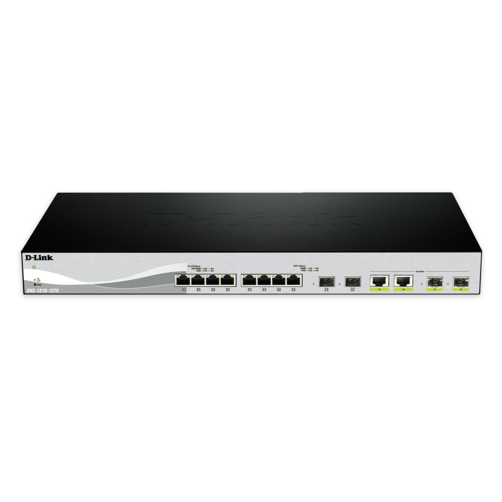 D-Link DXS-1210-12SC/E hálózati kapcsoló Vezérelt L2 10G Ethernet (100/1000/10000) 1U Fekete, Ezüst (DXS-1210-12SC/E)