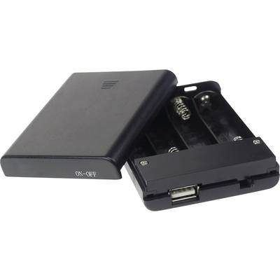 Velleman BH341USB Elemtartó doboz 4x Ceruza (AA) (H x Sz x Ma) 60 x 20 x 80 mm (BH341USB)