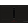 Стъклокерамичен плот Bosch PVQ811H26E Serie 6 с вградена вентилация, 80 см, 4 индукционни зони за готвене, контрол на температурата PerfectFry Plus, 622 m3/h мощност на извличане 7400 W, черен