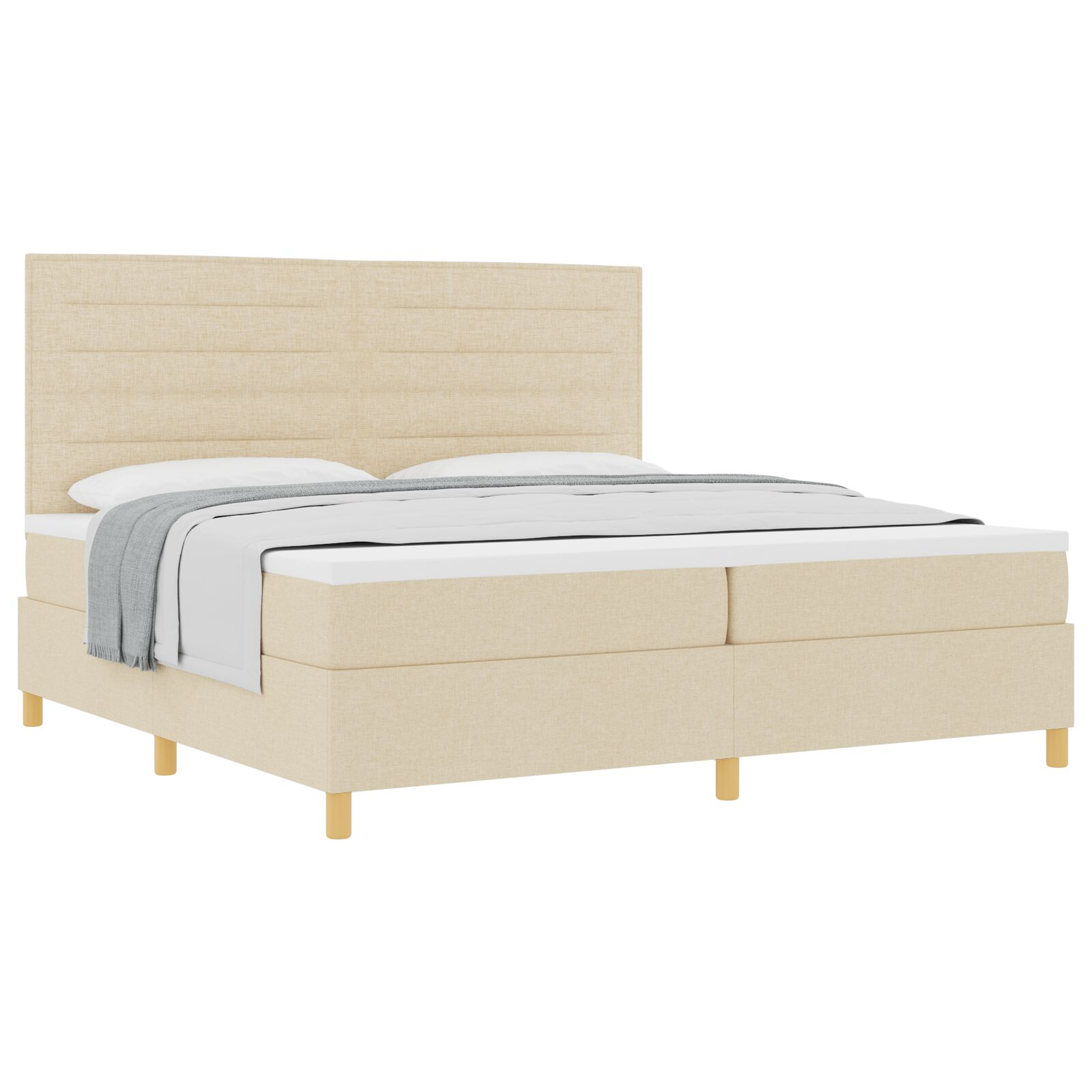 Boxspring Ágy Mattal Krém 200x200 cm Szövet (3339572)