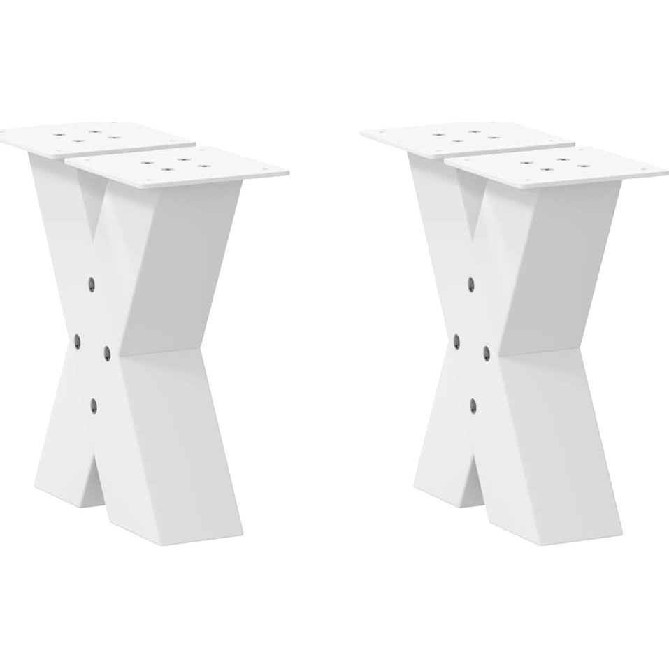 Dohányzóasztal lábak X alakú 2 db Fehér 40x(30-31) cm Acél (4012933)