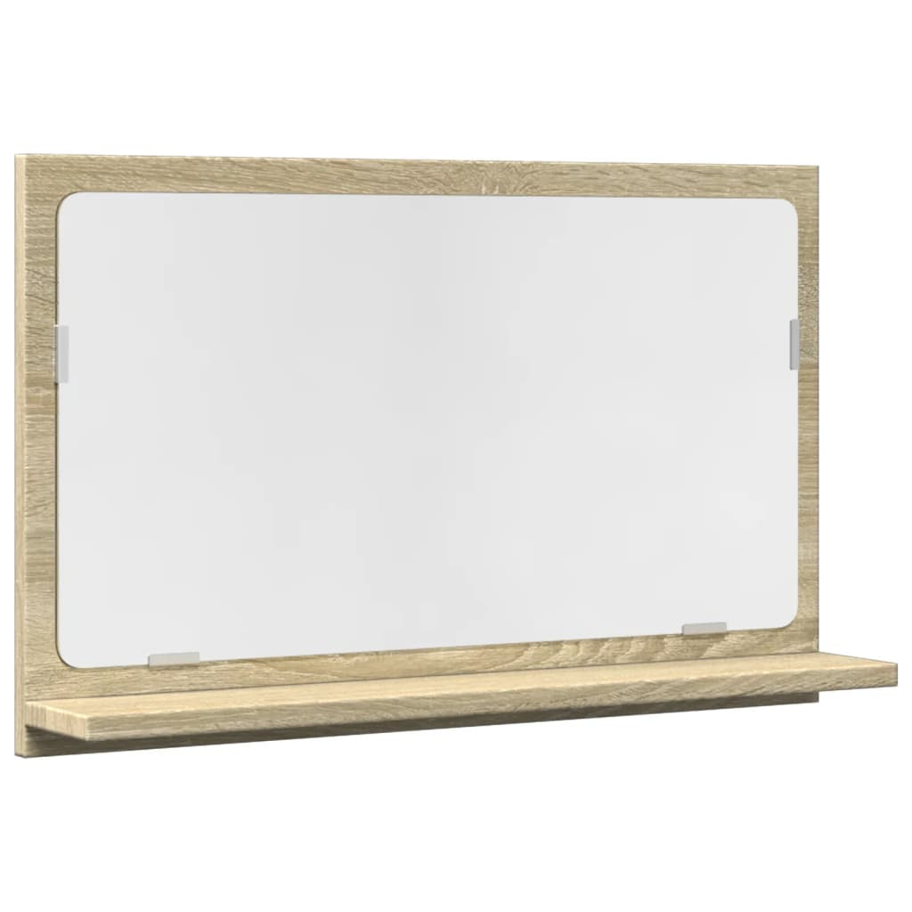sonoma tölgy szerelt fa tükrös fürdőszobaszekrény 60x11x37 cm (856191)