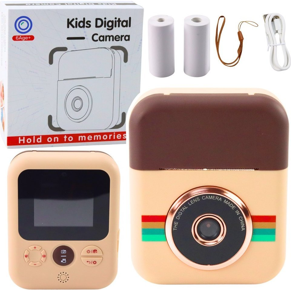 Gyermek Digitális Fényképezőgép Nyomtatóval Instant Barna 3 Tekercs Papír (21290)