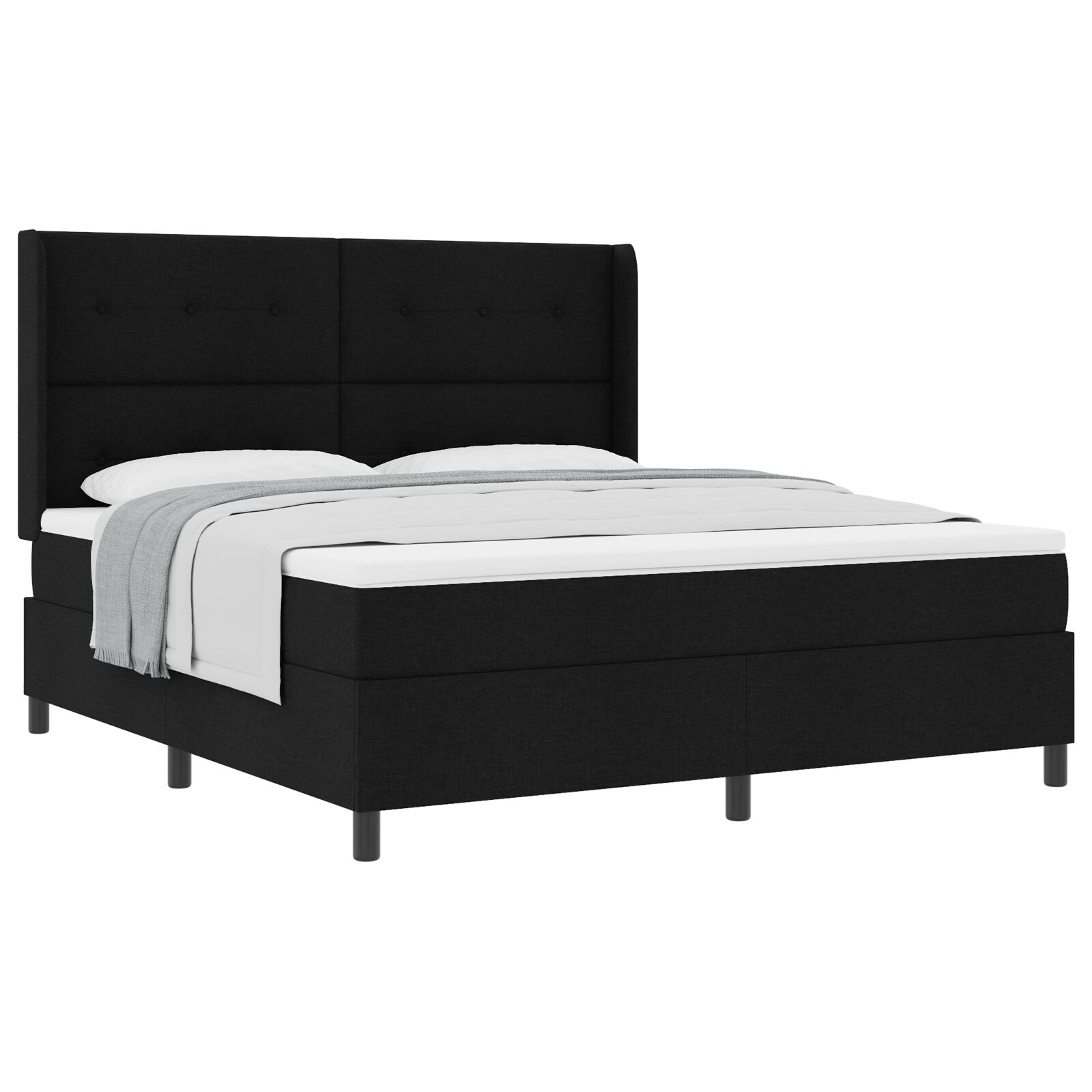 Boxspring Ágy Matrac Nélkül Fekete 180x200 cm Szövet (3341660)