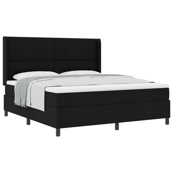 Boxspring Ágy Matrac Nélkül Fekete 180x200 cm Szövet