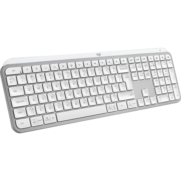 Logitech MX Keys S tastiera Universale RF senza fili + Bluetooth QWERTY Danese, Finlandese, Norvegese, Svedese Alluminio, Bianco