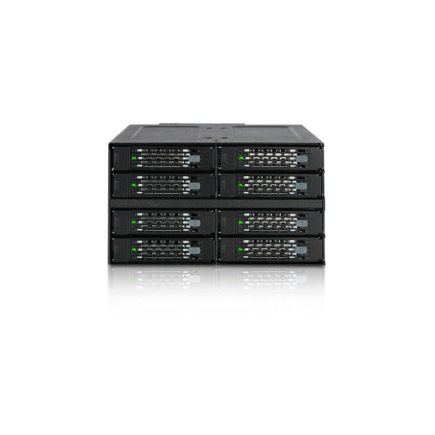 ICY DOCK Rugged Full Metal 8 Bay 2.5” SAS/SATA SSD/HDD Backplane Cage for 2x External 5.25” Bay (MB508SP-B)