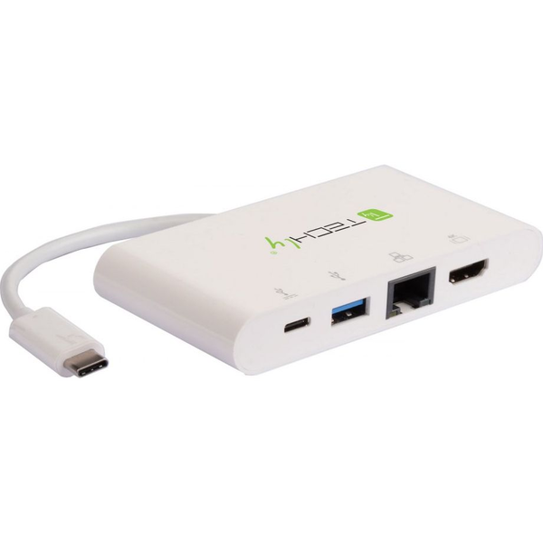 Techly IADAP USB31-DOCK1 dockingstation USB 3.2 Gen 1 (3.1 Gen 1) Type-C Hvid