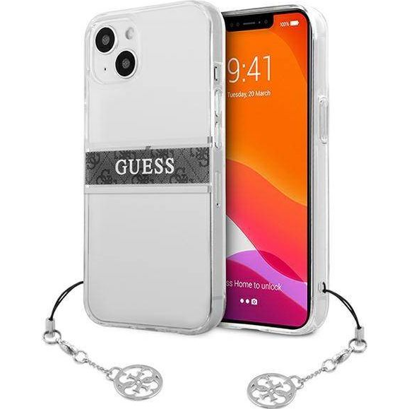 Guess PU/TPU Gray Stripe Apple iPhone 13 mini hátlap tok, átlátszó (GUE1328CL)