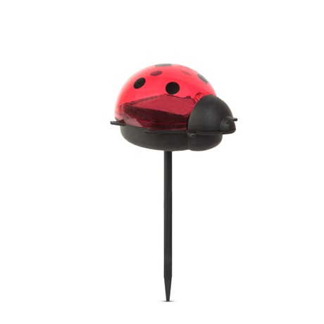 LED-es szolár lámpa katica, hidegfehér - piros, 75 x 60 x 156 mm (11240C)