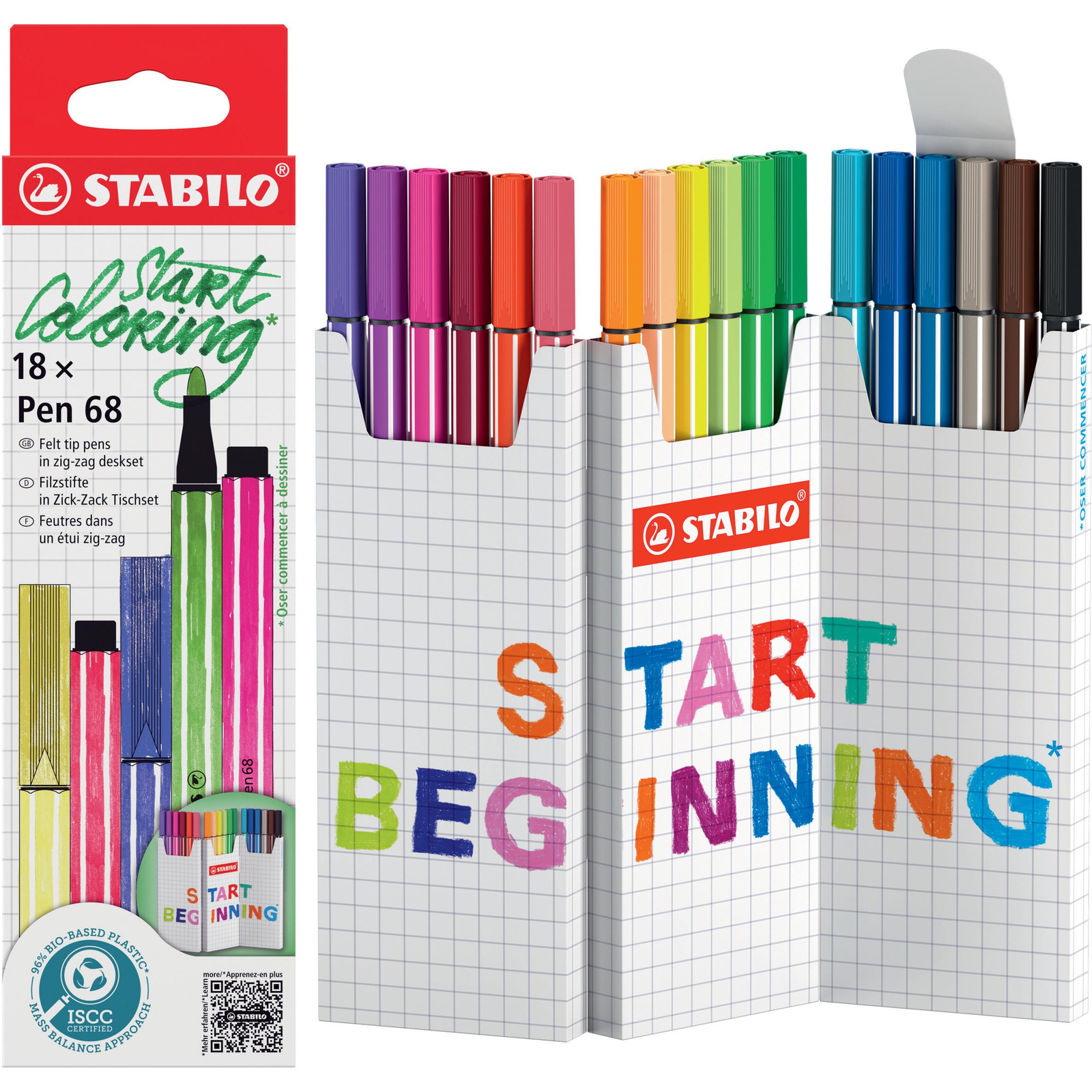 STABILO Pen 68 Zick-Zack Desk set, 18 szín (4006381616751)